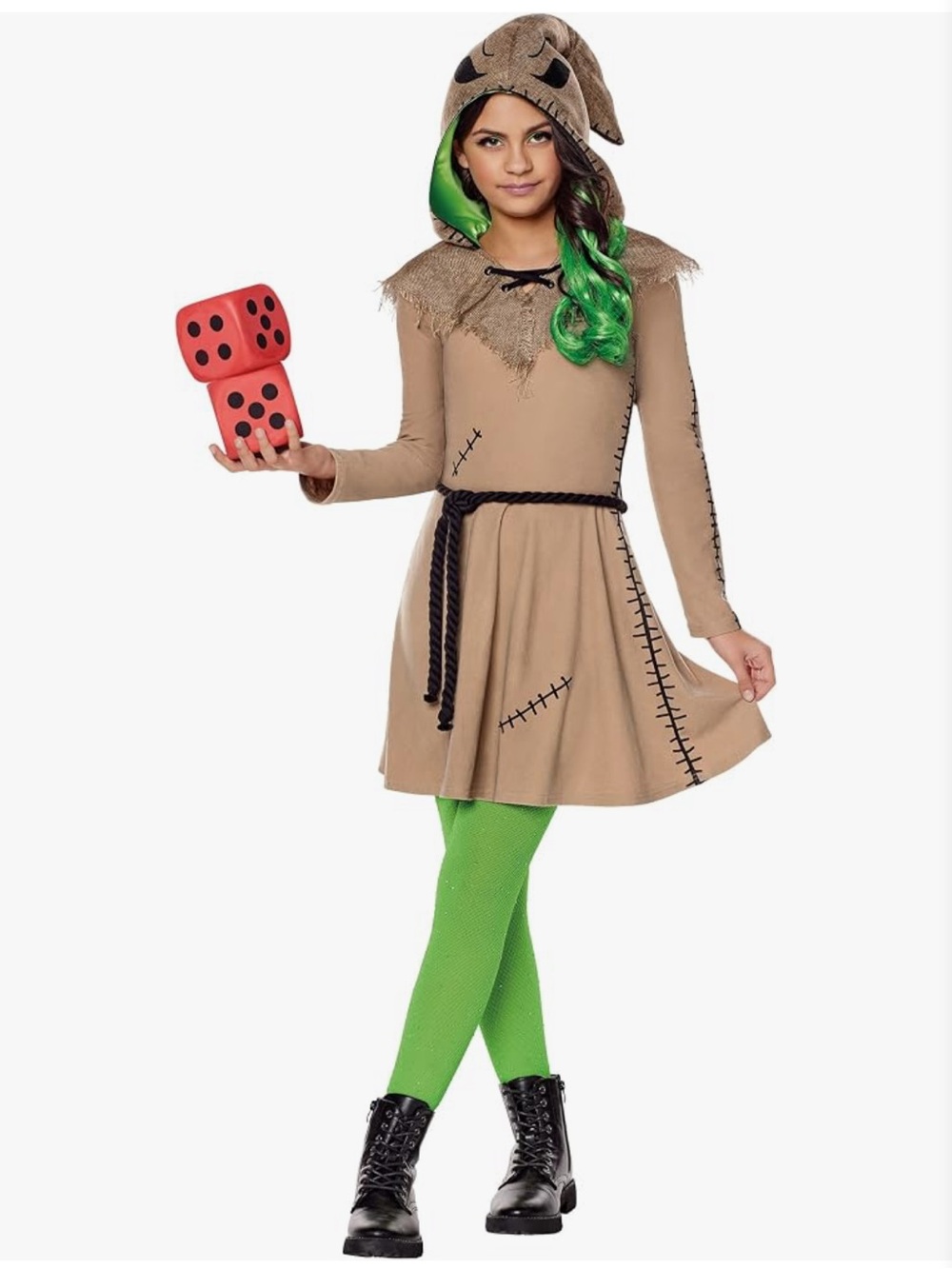 Disney Oogie Boogie Women’s Tan Dress Bright Green Leggings Small Costume